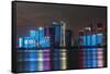 China, Zhejiang, Hangzhou. City skyline at twilight.-Rob Tilley-Framed Stretched Canvas