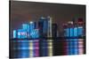 China, Zhejiang, Hangzhou. City skyline at twilight.-Rob Tilley-Stretched Canvas