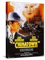 Chinatown, French Poster Art, Jack Nicholson, Faye Dunaway, 1974-null-Stretched Canvas