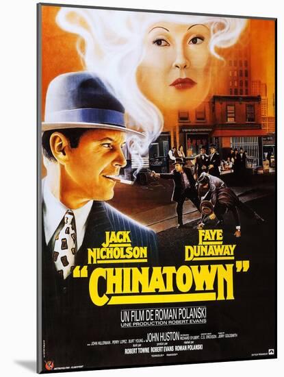Chinatown, French Poster Art, Jack Nicholson, Faye Dunaway, 1974-null-Mounted Art Print