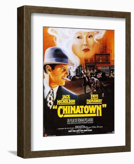 Chinatown, French Poster Art, Jack Nicholson, Faye Dunaway, 1974-null-Framed Art Print