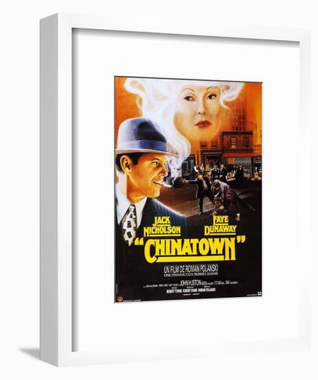 Chinatown, French Poster Art, Jack Nicholson, Faye Dunaway, 1974-null-Framed Art Print