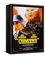 Chinatown, French Poster Art, Jack Nicholson, Faye Dunaway, 1974-null-Framed Stretched Canvas