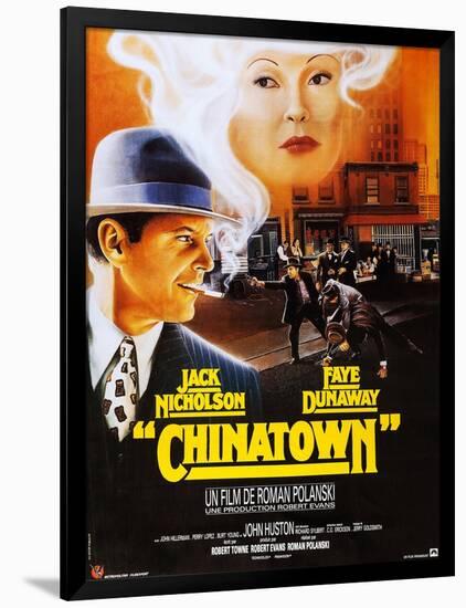 Chinatown, French Poster Art, Jack Nicholson, Faye Dunaway, 1974-null-Framed Art Print