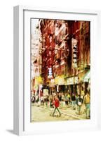 Chinatown NYC - In the Style of Oil Painting-Philippe Hugonnard-Framed Giclee Print