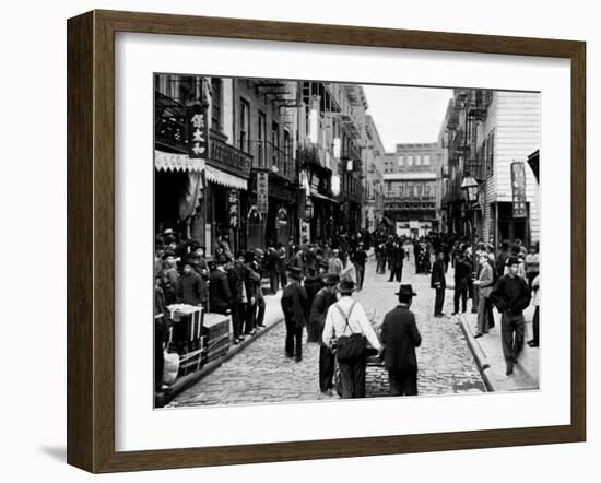 Chinatown on a Sunday: Pell Street, New York-null-Framed Photo