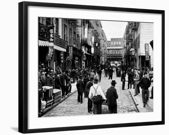 Chinatown on a Sunday: Pell Street, New York-null-Framed Photo