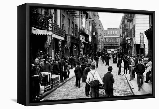 Chinatown on a Sunday: Pell Street, New York-null-Framed Stretched Canvas