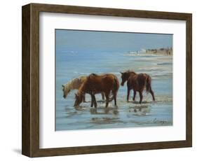 Chincoteague Ponies-Chuck Larivey-Framed Art Print