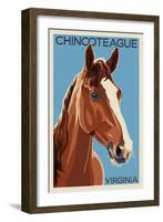 Chincoteague, Virginia - Horse-Lantern Press-Framed Art Print