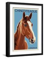 Chincoteague, Virginia - Horse-Lantern Press-Framed Art Print