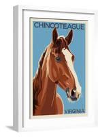 Chincoteague, Virginia - Horse-Lantern Press-Framed Art Print