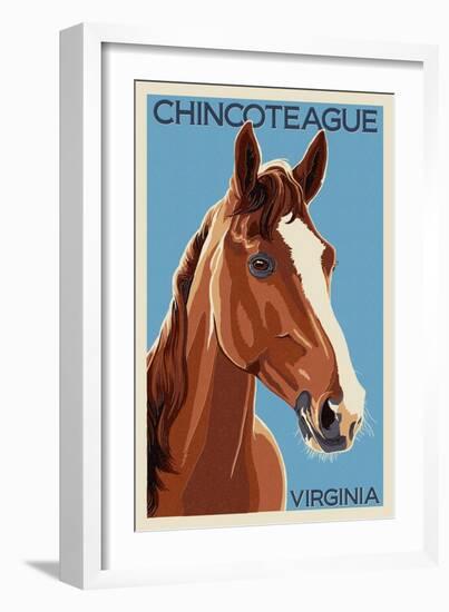 Chincoteague, Virginia - Horse-Lantern Press-Framed Art Print