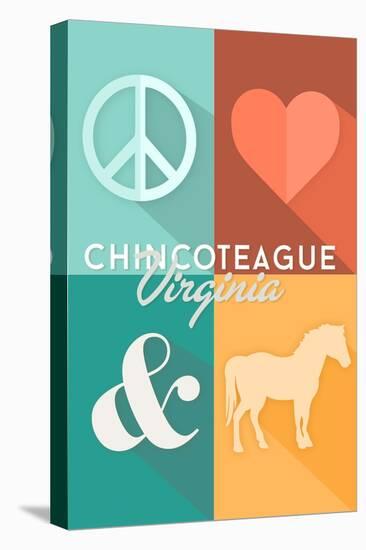 Chincoteague, Virginia - Peace, Love & Ponies - Lantern Press Artwork-Lantern Press-Stretched Canvas