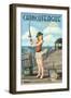 Chincoteague, Virginia - Pinup Girl Fishing-Lantern Press-Framed Art Print