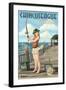 Chincoteague, Virginia - Pinup Girl Fishing-Lantern Press-Framed Art Print