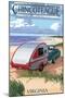 Chincoteague, Virginia - Retro Camper on Beach-Lantern Press-Mounted Art Print