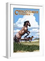 Chincoteague, Virginia - Wild Horses-Lantern Press-Framed Art Print