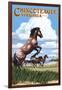 Chincoteague, Virginia - Wild Horses-Lantern Press-Framed Art Print