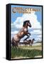 Chincoteague, Virginia - Wild Horses-Lantern Press-Framed Stretched Canvas