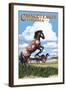 Chincoteague, Virginia - Wild Horses-Lantern Press-Framed Art Print