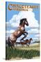 Chincoteague, Virginia - Wild Horses-Lantern Press-Stretched Canvas