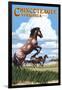 Chincoteague, Virginia - Wild Horses-Lantern Press-Framed Premium Giclee Print