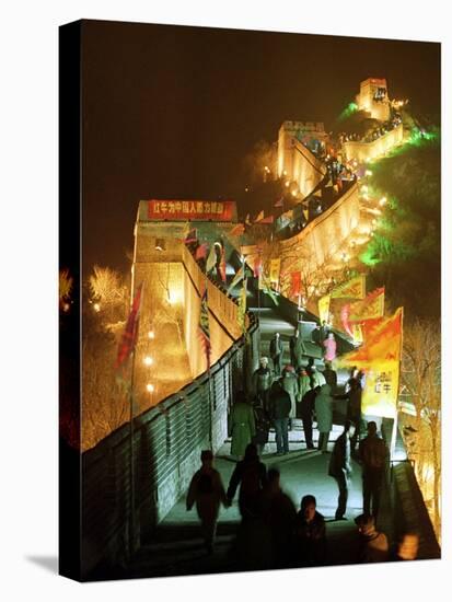 Chinese and Foreigners Walk Along the Great Wall of China-null-Stretched Canvas