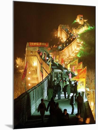 Chinese and Foreigners Walk Along the Great Wall of China-null-Mounted Premium Photographic Print