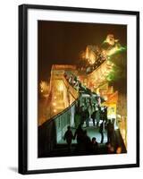 Chinese and Foreigners Walk Along the Great Wall of China-null-Framed Photographic Print