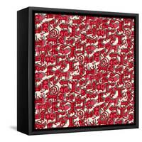 Chinese Animals Red-Sharon Turner-Framed Stretched Canvas