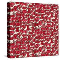 Chinese Animals Red-Sharon Turner-Stretched Canvas