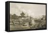 Chinese Barges of the Embassy Passing Through a Sluice of the Grand Canal-William Alexander-Framed Stretched Canvas