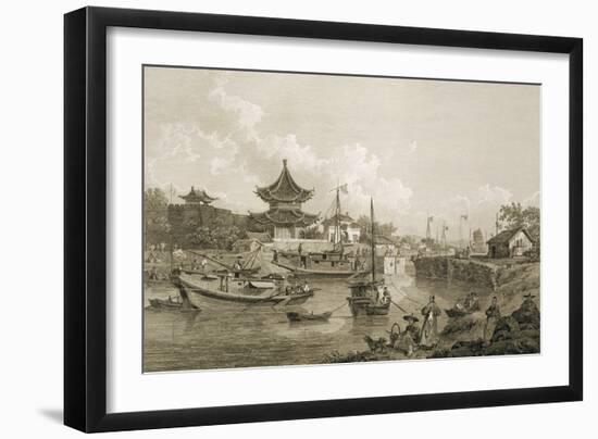 Chinese Barges of the Embassy Passing Through a Sluice of the Grand Canal-William Alexander-Framed Giclee Print