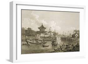 Chinese Barges of the Embassy Passing Through a Sluice of the Grand Canal-William Alexander-Framed Giclee Print