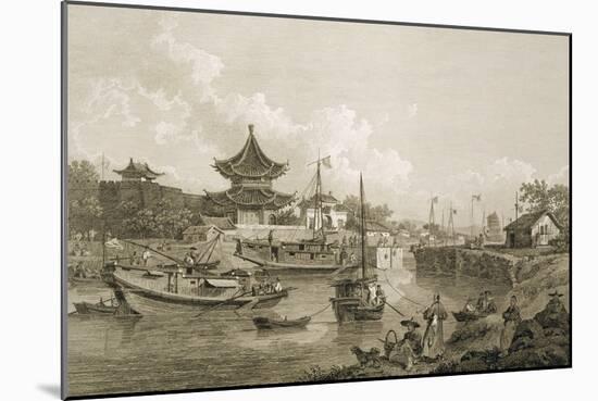 Chinese Barges of the Embassy Passing Through a Sluice of the Grand Canal-William Alexander-Mounted Giclee Print
