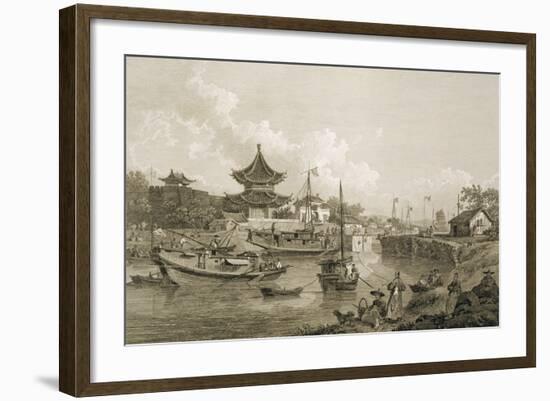 Chinese Barges of the Embassy Passing Through a Sluice of the Grand Canal-William Alexander-Framed Giclee Print