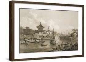 Chinese Barges of the Embassy Passing Through a Sluice of the Grand Canal-William Alexander-Framed Giclee Print