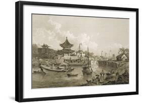 Chinese Barges of the Embassy Passing Through a Sluice of the Grand Canal-William Alexander-Framed Giclee Print