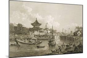 Chinese Barges of the Embassy Passing Through a Sluice of the Grand Canal-William Alexander-Mounted Giclee Print