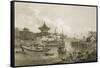 Chinese Barges of the Embassy Passing Through a Sluice of the Grand Canal-William Alexander-Framed Stretched Canvas