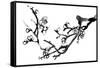 Chinese Black And White Traditional Ink Painting, Plum Blossom On White Background-elwynn-Framed Stretched Canvas