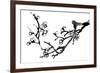 Chinese Black And White Traditional Ink Painting, Plum Blossom On White Background-elwynn-Framed Art Print