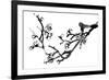 Chinese Black And White Traditional Ink Painting, Plum Blossom On White Background-elwynn-Framed Art Print