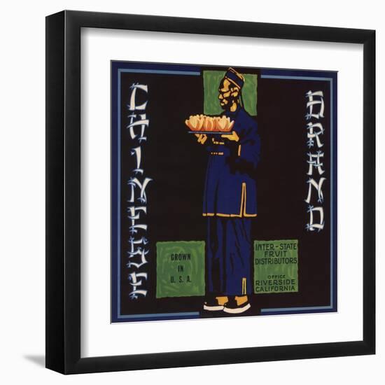 Chinese Brand - Riverside, California - Citrus Crate Label-Lantern Press-Framed Art Print