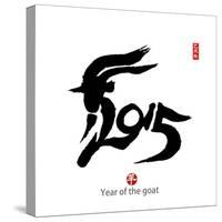 Chinese Calligraphy for Year of the Goat 2015,Chinese Seal Goat.-kenny001-Stretched Canvas