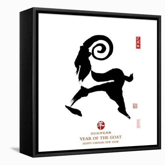 Chinese Calligraphy for Year of the Goat 2015,Seal Mean Good Bless for New Year-kenny001-Framed Stretched Canvas