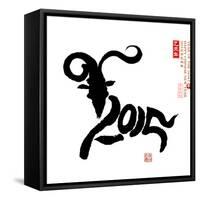 Chinese Calligraphy for Year of the Goat 2015,Seal Mean Good Bless for New Year-kenny001-Framed Stretched Canvas