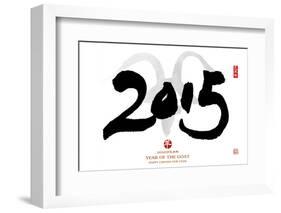 Chinese Calligraphy for Year of the Goat 2015,Seal Mean Good Bless for New Year-kenny001-Framed Photographic Print