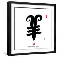 Chinese Calligraphy for Year of the Goat 2015,Seal Mean Good Bless for New Year-kenny001-Framed Photographic Print